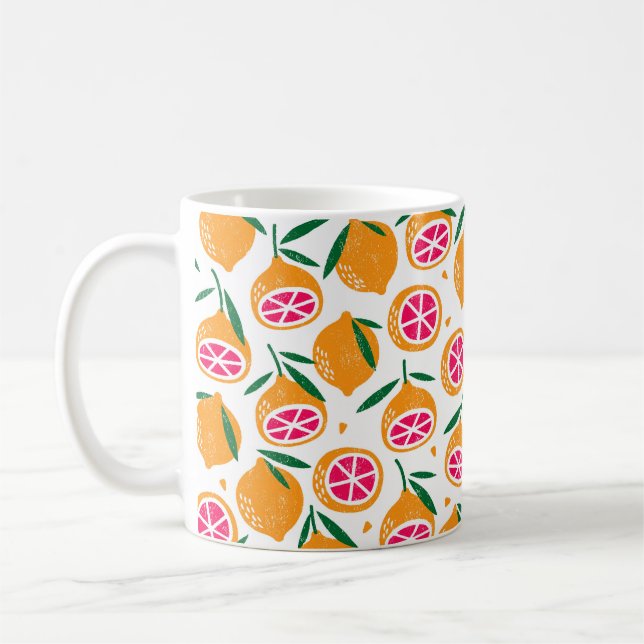 Mug Motif sans couture avec des fruits. Timbre texturé (Gauche)