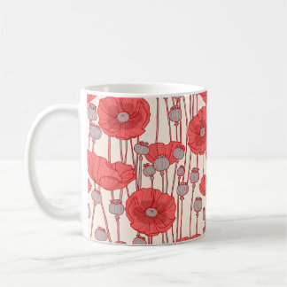 Mug Motif sans couture avec des pavots. 