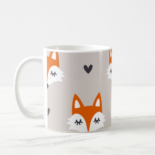 Mug Motif sans couture avec des visages de renard. Rép (Gauche)
