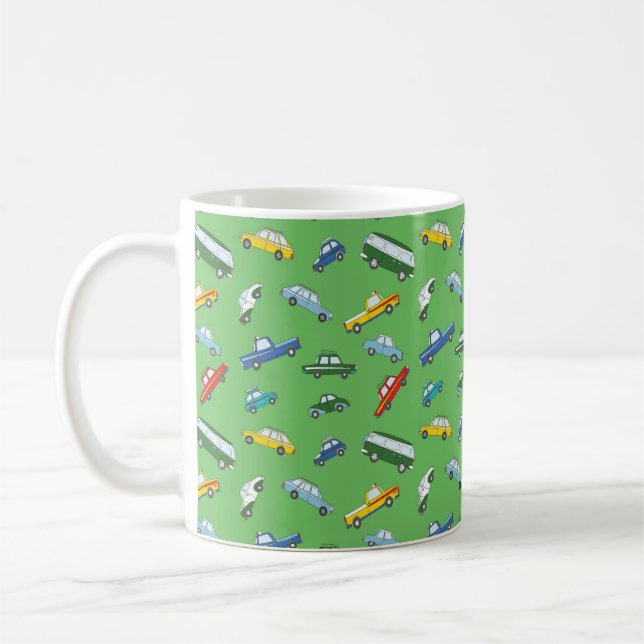 Mug Motif sans couture avec des voitures à main retro (Gauche)