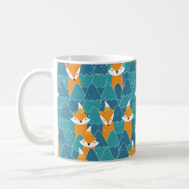 Mug Motif sans couture avec différents mignons renards (Gauche)