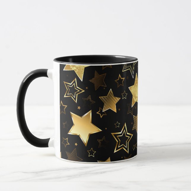 Mug Motif sans couture avec étoiles d'or (Gauche)