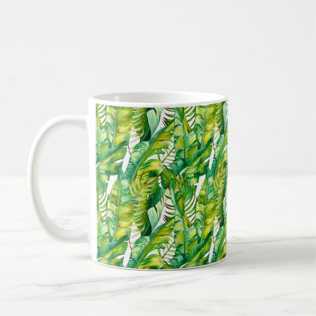 Mug Motif sans couture avec feuilles de bananes tropic (Gauche)