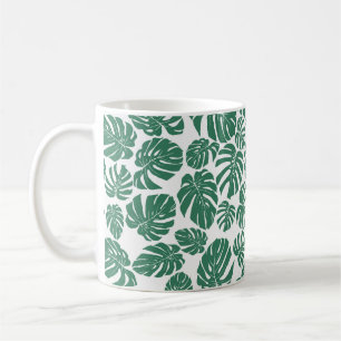 Mug Motif sans couture avec feuilles de Monstera. Déc