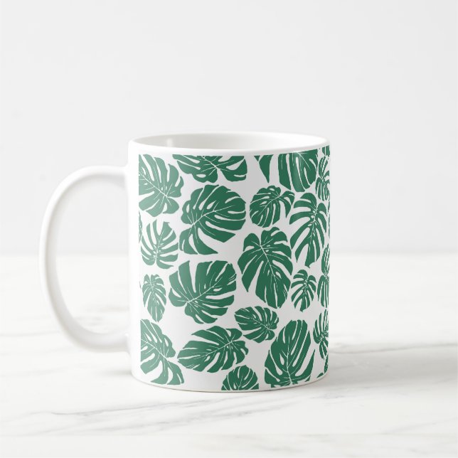 Mug Motif sans couture avec feuilles de Monstera. Déco (Gauche)