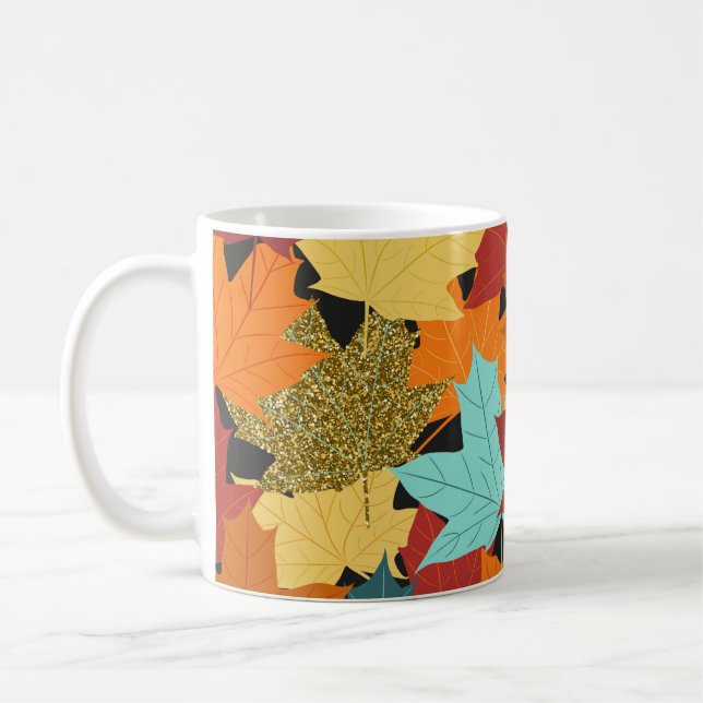 Mug Motif sans couture avec feuilles d'érable d'automn (Gauche)