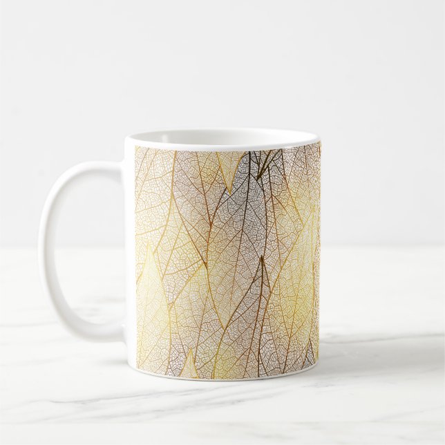 Mug Motif sans couture avec feuilles or (Gauche)