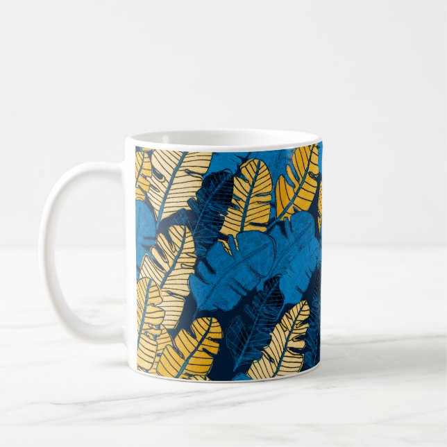 Mug Motif sans couture avec feuilles tropicaux dessiné (Gauche)