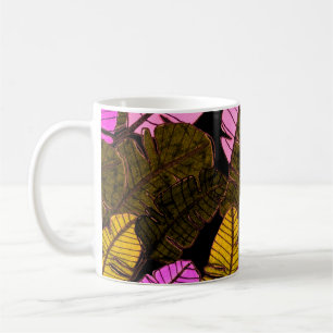 Mug Motif sans couture avec feuilles tropicaux dessiné