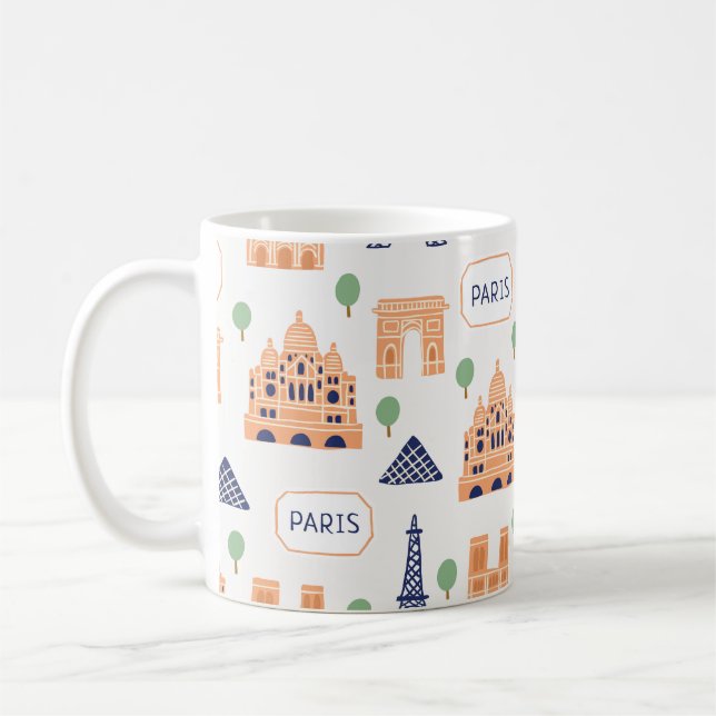 Mug Motif sans couture avec les monuments parisiens (Gauche)
