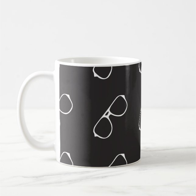 Mug Motif sans couture avec lunettes dessinées à la ma (Gauche)
