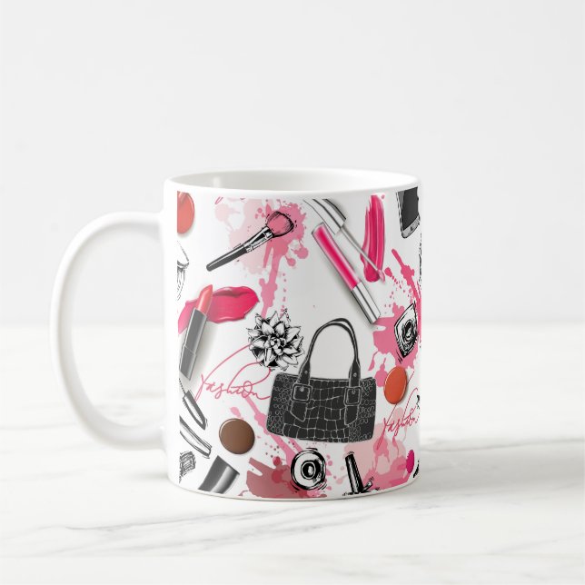 Mug Motif sans couture avec maquillage peint (Gauche)