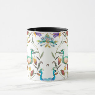 Mug Motif sans couture avec paon et fleurs