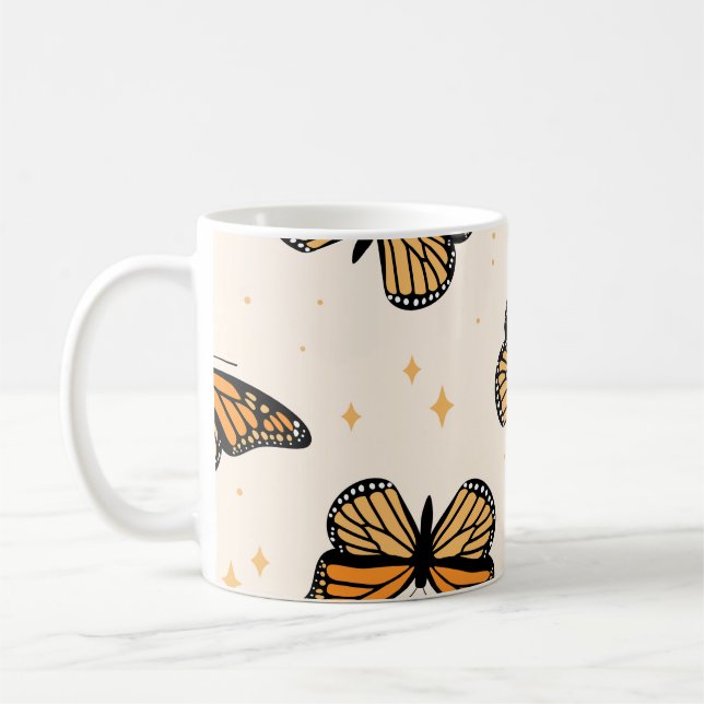 Mug Motif sans couture avec papillons monarques. Conte (Gauche)