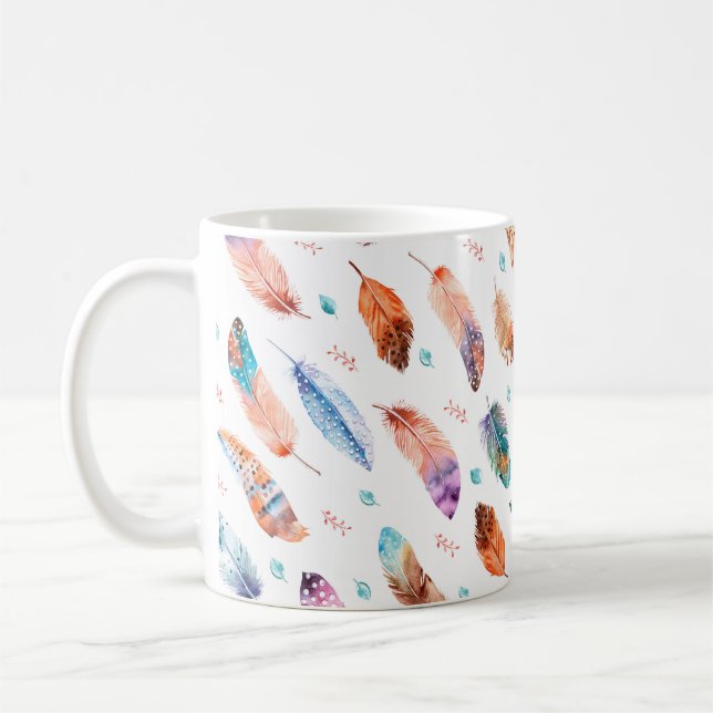 Mug Motif sans couture avec plumes dessinées à la main (Gauche)
