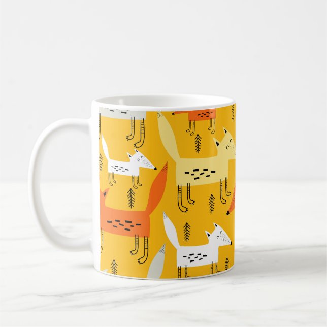 Mug Motif sans couture avec renard de dessin animé, él (Gauche)