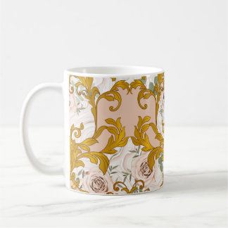Mug Motif sans couture avec roses et doré baroque