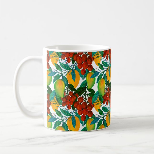 Mug Motif sans couture avec une mangue fraîche et exot (Gauche)
