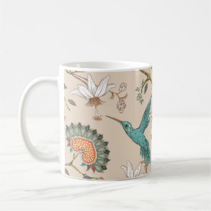 Mug Motif sans couture beige avec fleurs stylisées et