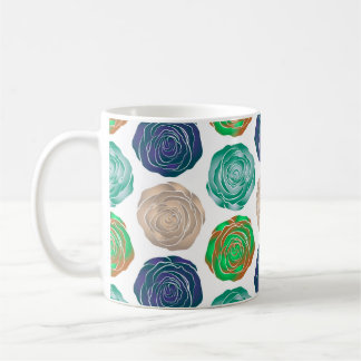 Mug Motif sans couture beige, verte et violette. 