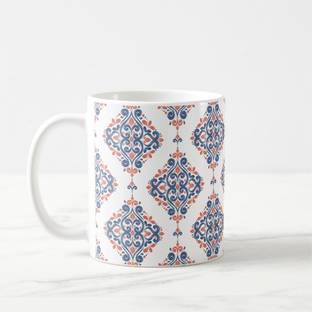 Mug Motif sans couture bleu et orange. Vinta (Gauche)
