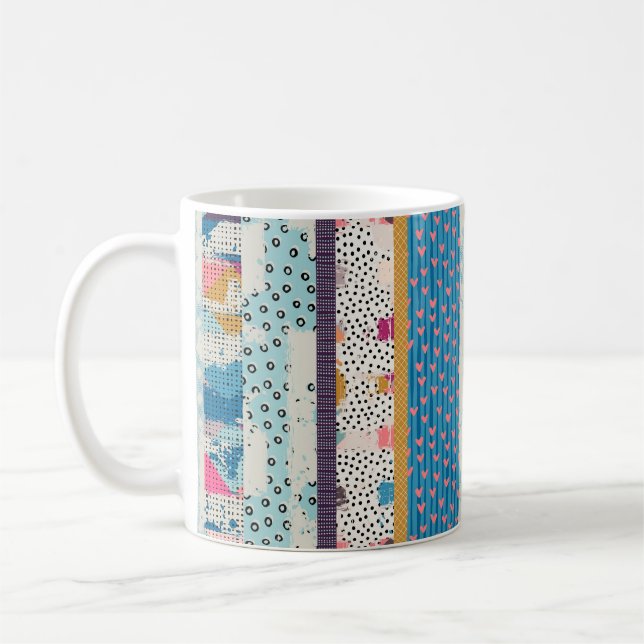 Mug Motif sans couture, carreaux patchwork.  (Gauche)