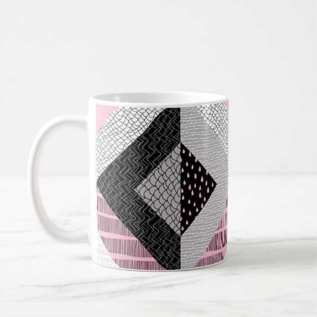 Mug Motif sans couture, carreaux patchwork. Dessin à m (Gauche)