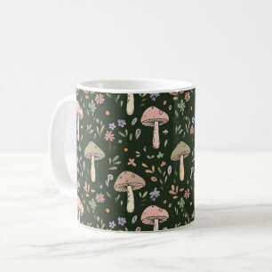 Mug Motif sans couture de champignons vert olive terre