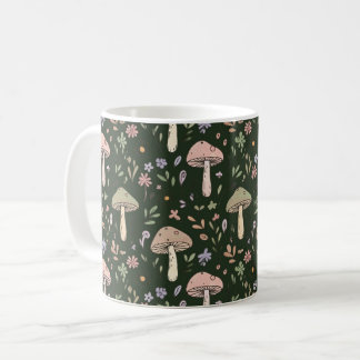 Mug Motif sans couture de champignons vert olive terre