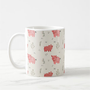 Mug Motif sans couture de cochons et de fleurs à l'aqu