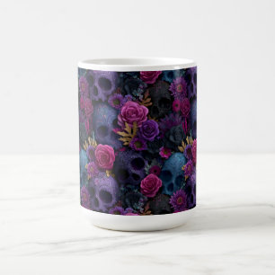 Mug Motif sans couture de crâne floral gothique sombre