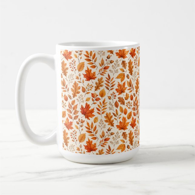 Mug Motif sans couture de feuilles d'automne chaudes (Gauche)