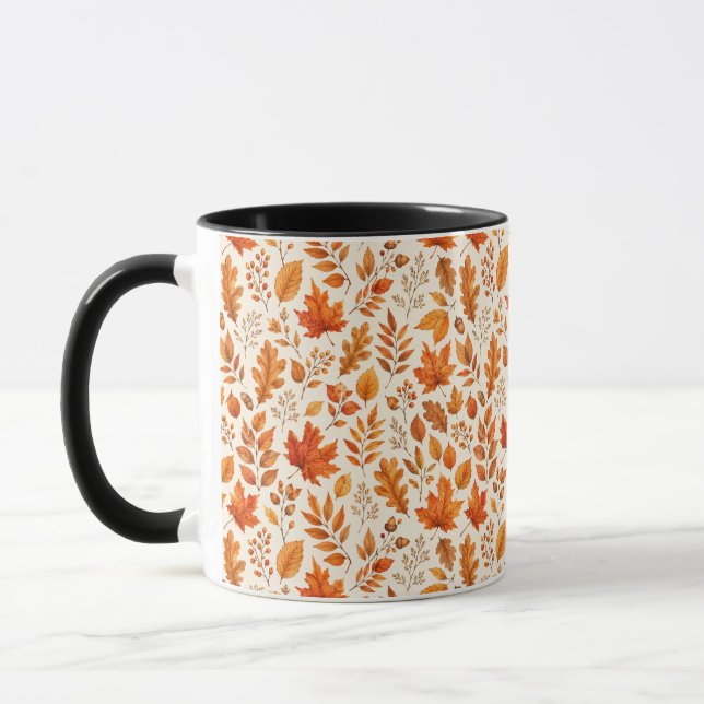 Mug Motif sans couture de feuilles d'automne chaudes (Gauche)