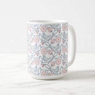Mug Motif sans couture de fleurs et d'oiseaux