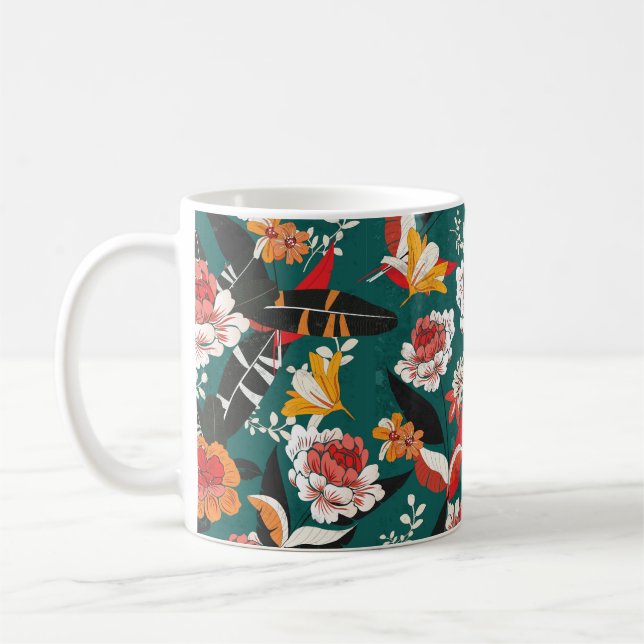 Mug Motif sans couture de fleurs orange et blanche, il (Gauche)