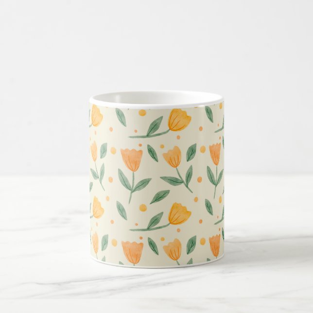Mug Motif sans couture de fleurs sauvages orange à l'a (Centre)