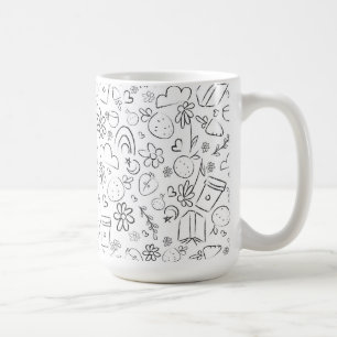 Mug Motif sans couture de gribouillis mignons noir et