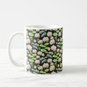 Mug Motif sans couture de lotus rose à l'aquarelle