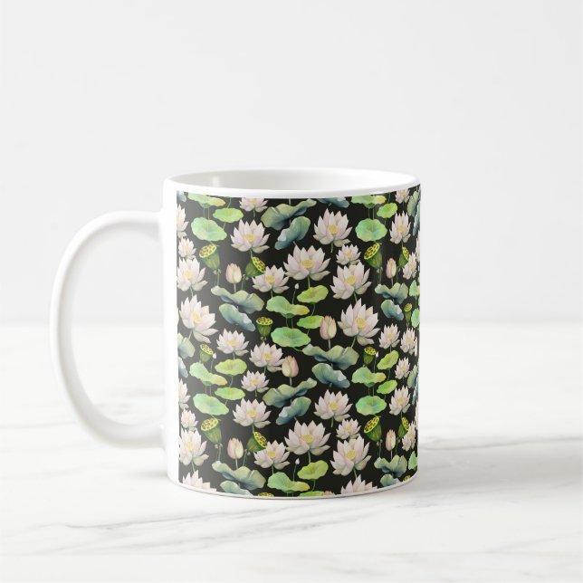 Mug Motif sans couture de lotus rose à l'aquarelle (Gauche)