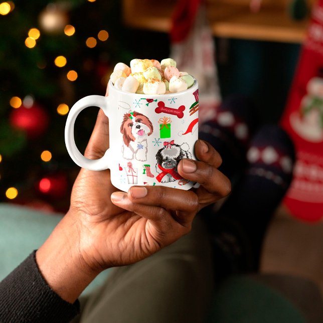 Mug Motif sans couture de Noël avec Shih Tzu adorable (Créateur téléchargé)