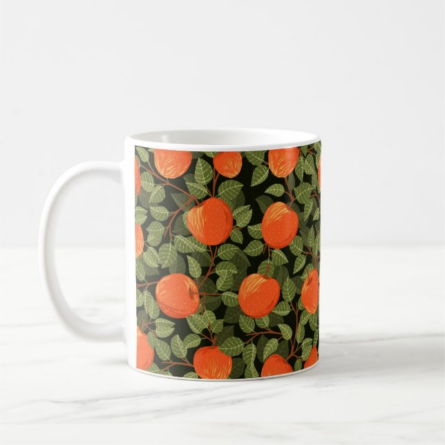 Mug Motif sans couture de pommes avec feuilles verts p (Gauche)