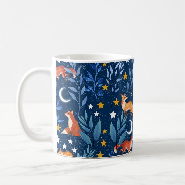 Mug Motif sans couture de renard nocturne céleste en f (Gauche)