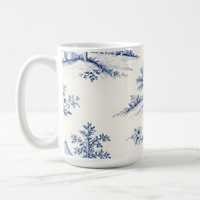 Mug Motif sans couture de toile de Jouy Campagne (Gauche)