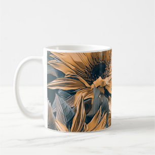 Mug Motif sans couture des tournesols. Autumn watercol