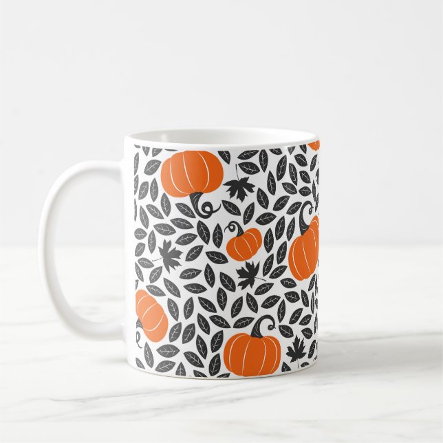 Mug Motif sans couture dessiné à la main avec citrouil (Gauche)