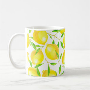 Mug Motif sans couture en citrons d'aquarelle et lea