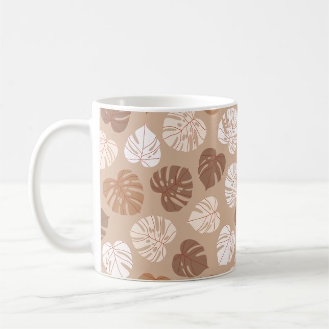 Mug Motif sans couture feuille monstère beige. han bra (Gauche)