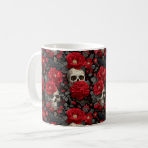 Mug Motif sans couture floral de corbeau et de crâne g