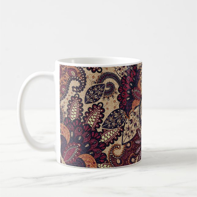 Mug Motif sans couture florale Paisley avec fût décora (Gauche)