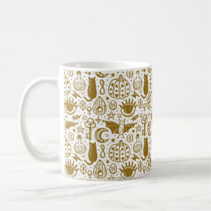 Mug Motif sans couture Halloween. Huile d'encre dorée